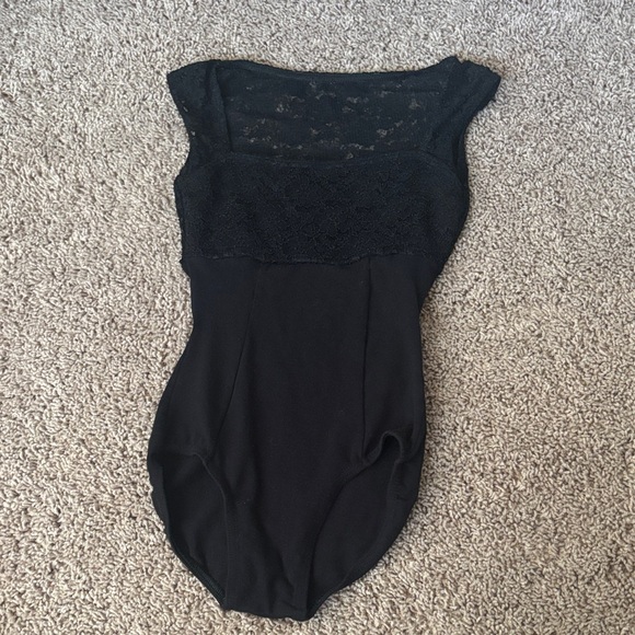 Elegant Black Lace Ballet Leotard - Picture 1 of 3